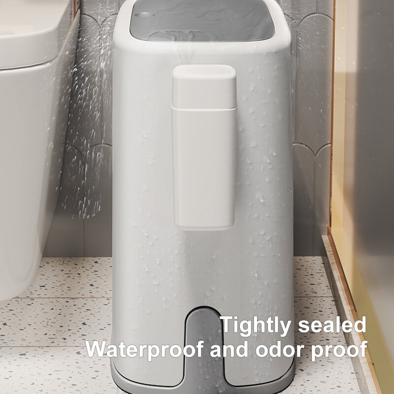 Bathroom Trash Can Double Layer Toilet Narrow Garbage Bin Press Style Kitchen Bathroom Garbage Bin with Lid 15L