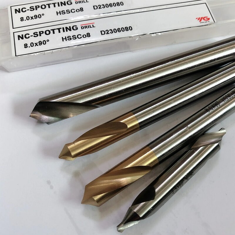 Corée YG HSSCo8, forets de NC-SPOTTING 90 degrés 2mm 3mm 4mm 5mm 6mm 10mm foret de tungstène Cerbide Angle de pointe 90 cncLathe