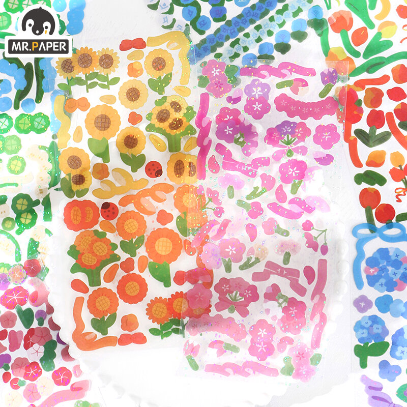 Mr Paper 8 wzorów 1 sztuk/worek Ins stylowe serie języków kwiatowych kreatywne konto ręczne DIY wystrój kolaż materiał zwykły arkusz naklejki