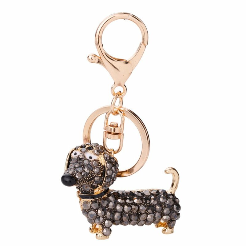 Porte-clés chien teckel en strass, sac, porte-clés de voiture, breloque pendentif, meilleurs cadeaux pour sac à main, petit mignon