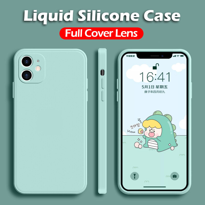 For iPhone 13 Pro Max Luxury Original Liquid Silicone Case 12 mini 11 Pro X XR XS Max 7 8 6 6S Plus SE 2020 Protective Cover