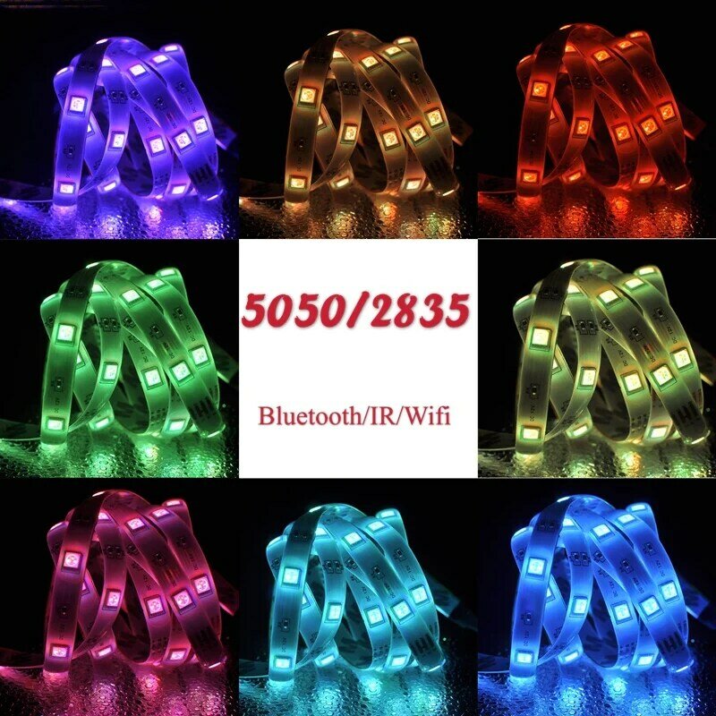 LED Strip LightบลูทูธLuces Led RGB 5050 2835 กันน้ำแบบยืดหยุ่นเทปริบบิ้นเทปไดโอดDC 12V 15M
