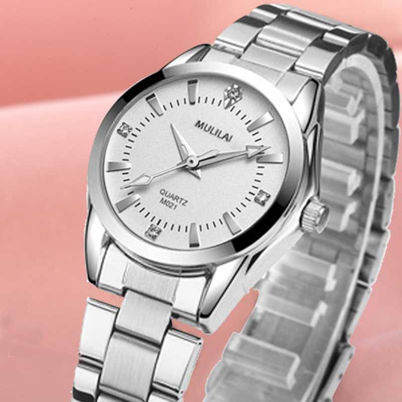 Relojes de cuarzo de acero inoxidable con diamantes de imitación para mujer, reloj de negocios, movimiento de cuarzo japonés, femenino