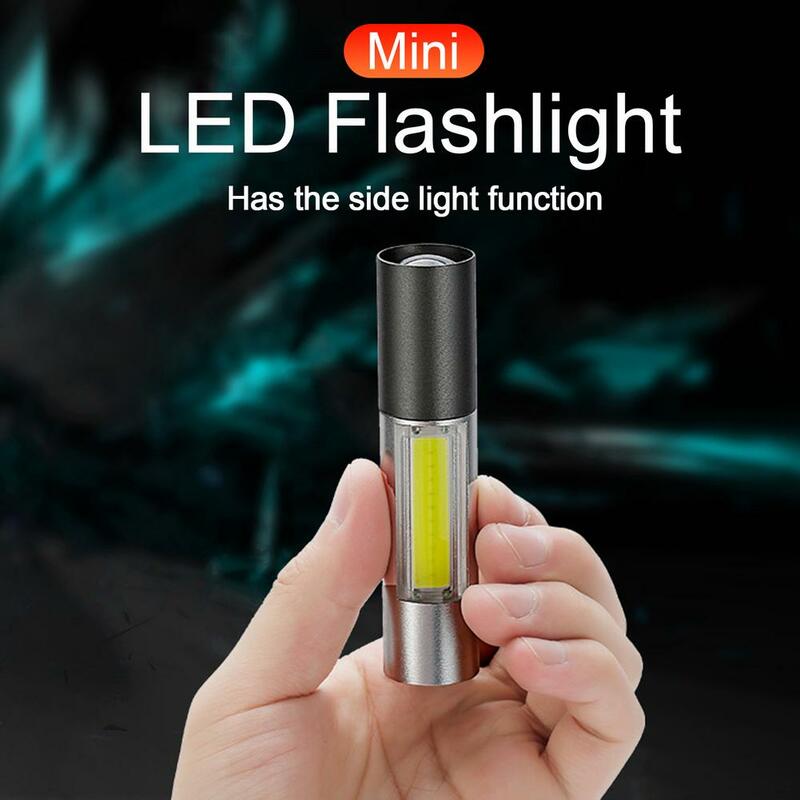 Linterna recargable por USB de 500 metros de distancia, luz de trabajo COB súper brillante de bolsillo, resistente al agua