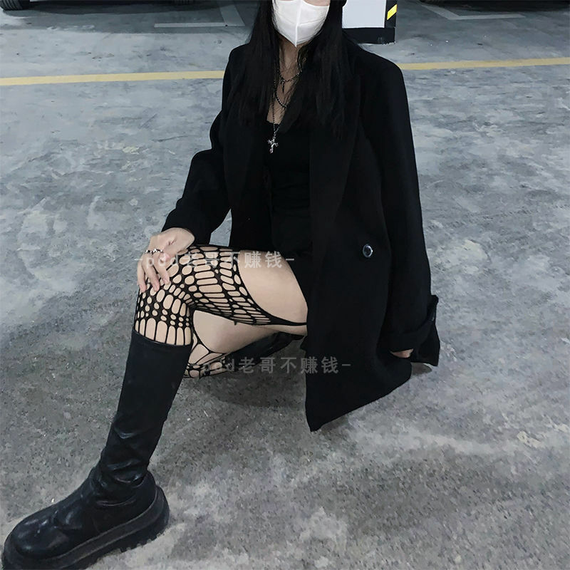 Gothic Dark Lange Sexy Netkousen Vrouwen Harajuku Emo Onregelmatige Punk Mesh Panty Lingerie Skin Dij Hoge Garters Kousen