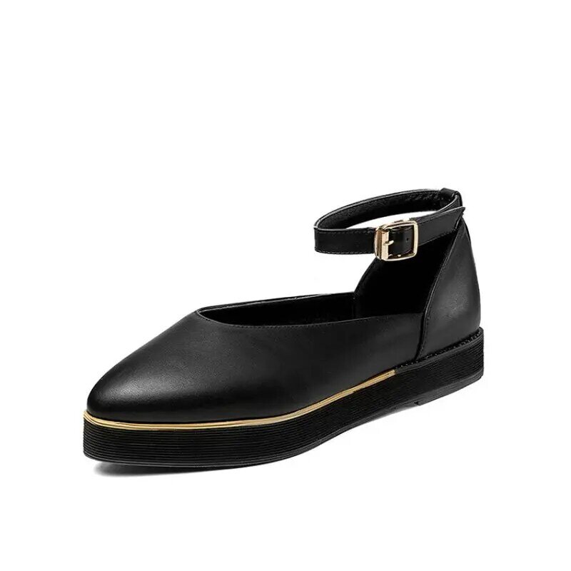ZawsThia-zapatos planos de plataforma informales para mujer, calzado con correa de hebilla, color blanco, rosa y negro, talla grande 49 50