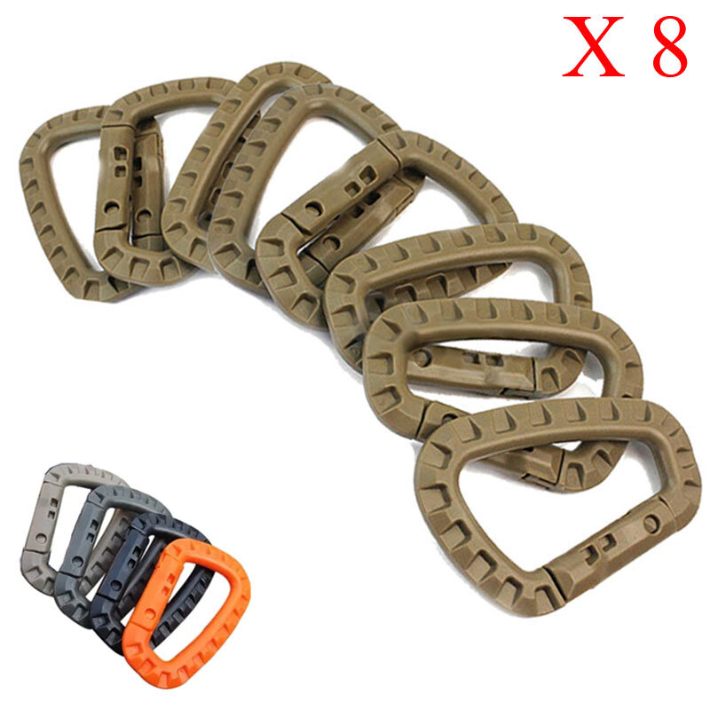 8X Carabiner quickdraw tool Clip Molle Webbing strap Outdoor Backpack Buckle Snap Lock Camp climb Bag Tactical hang hook clasp
