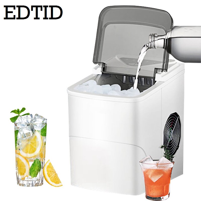 Portátil eléctrico automático de hielo hogar mini forma cuadrada Fabricación de hielo máquina de 15kg/24H a casa familia bar pequeño CAFÉ Tienda