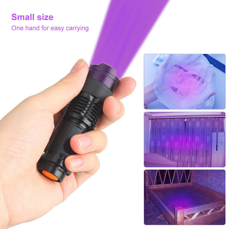 D5 uv ultra violeta led lanterna/luz negra 365/395 nm lâmpada de inspeção tocha uv lanterna zoom pet manchas de urina detector