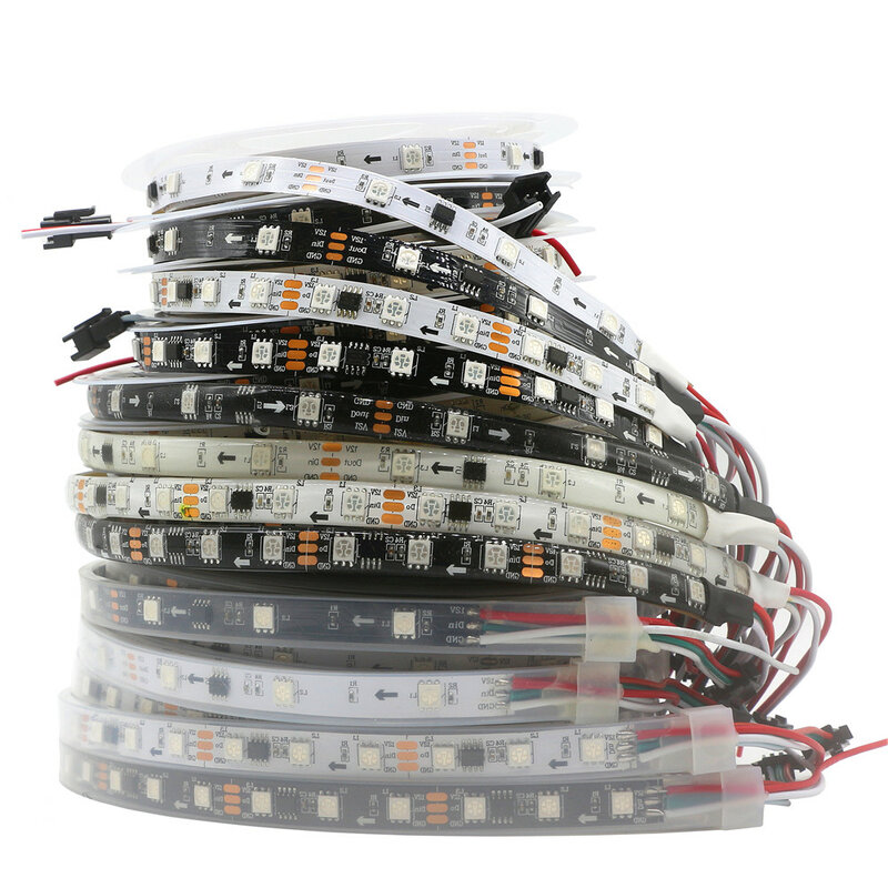 شريط إضاءة LED قابل للعنونة ، WS2811 ، 30/60 صمام ثنائي/م ، IP30/IP65/IP67 ، خارجي 1 IC Control 3 leds 5050 SMD RGB 1m-5m DC12V
