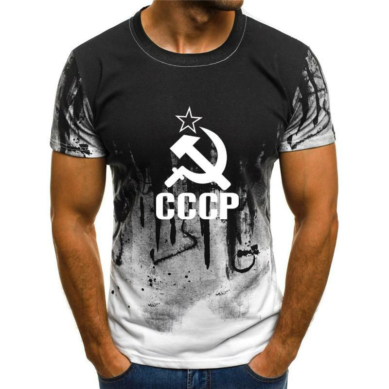 Уличная Мужская футболка с 3D принтом CCCP, модная свободная футболка в стиле хип-хоп с коротким рукавом и круглым вырезом, удобные топы в трех ...