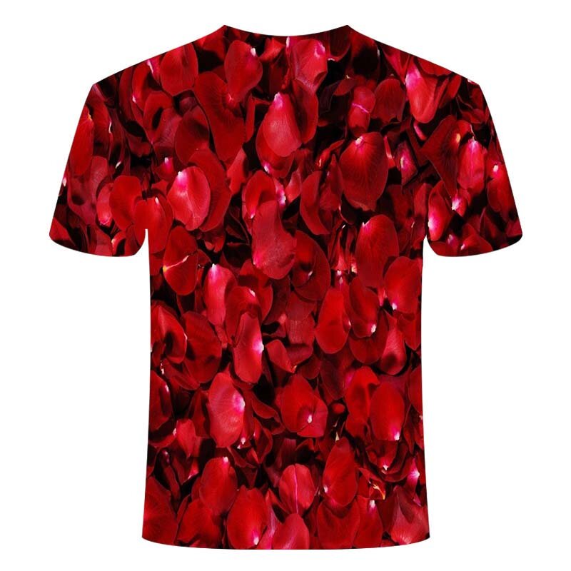 T-shirt à manches courtes pour hommes, estival et confortable, avec impression de fleur de Rose en 3D, à la mode, décontracté, 3DT, 2021