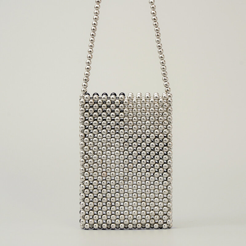 Borse per telefono da donna in acrilico moda perline scacchiera borsa a tracolla da donna borsa a quadri borsa da donna borsa di design