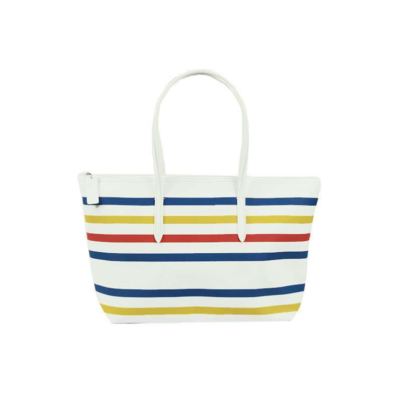 Crocrogo-حقيبة يد PVC متعددة الألوان بنمط تمساح للنساء ، حقيبة يد كبيرة بسحاب ، للتسوق أو المدرسة أو السفر