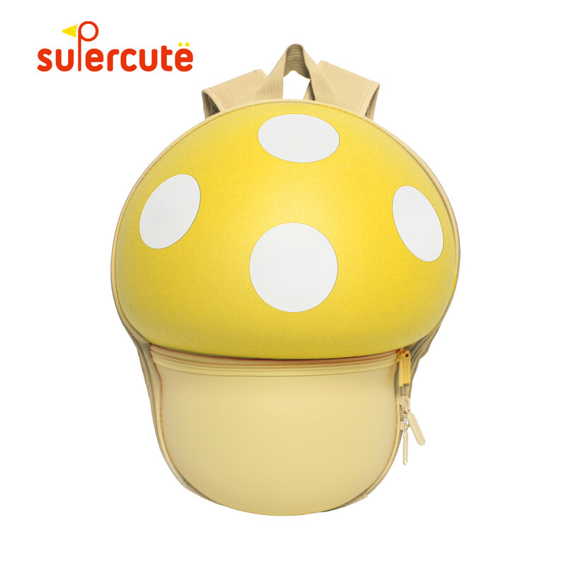 Mochila superfofa para crianças, mochila 3d em formato de cogumelo para meninos e meninas de 3 a 8 anos