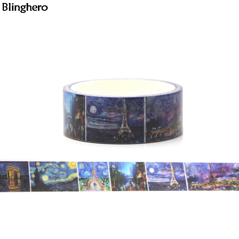 Blinghero pintura a óleo 15mm x 5m noite estrelada washi fita adesiva adesivos fresco mão conta fitas fita adesiva decalques bh0026