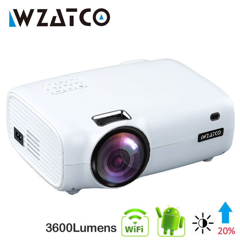 WZATCO E600 Android 10.0 Wifi Smart Portable Mini proiettore a LED supporto Full HD 1080p 4K Video Home Theater Beamer Proyector