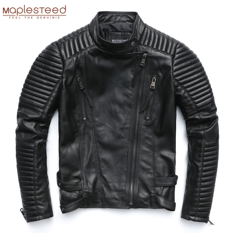 MAPLESTEED-정품 양피 가죽 자켓 및 코트 M049 여성용, 블랙, 소프트 슬림핏, 펑크 스타일, 봄버, 가을