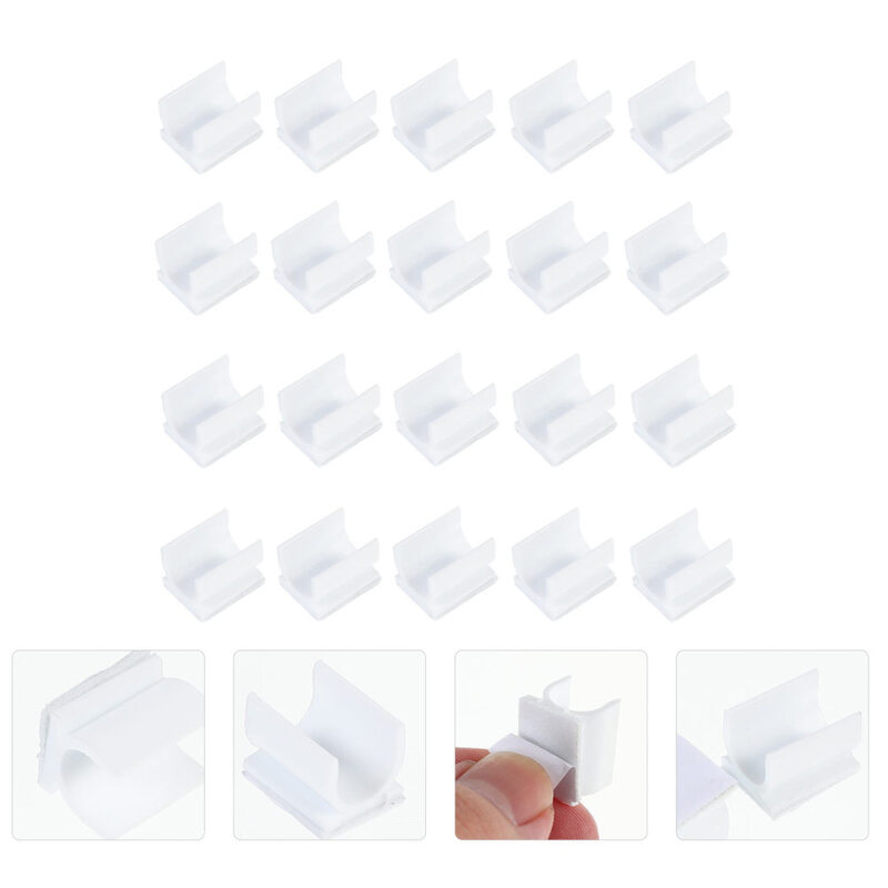 100個の粘着性ホワイトボードペンクランプライティングペンバックル (白)