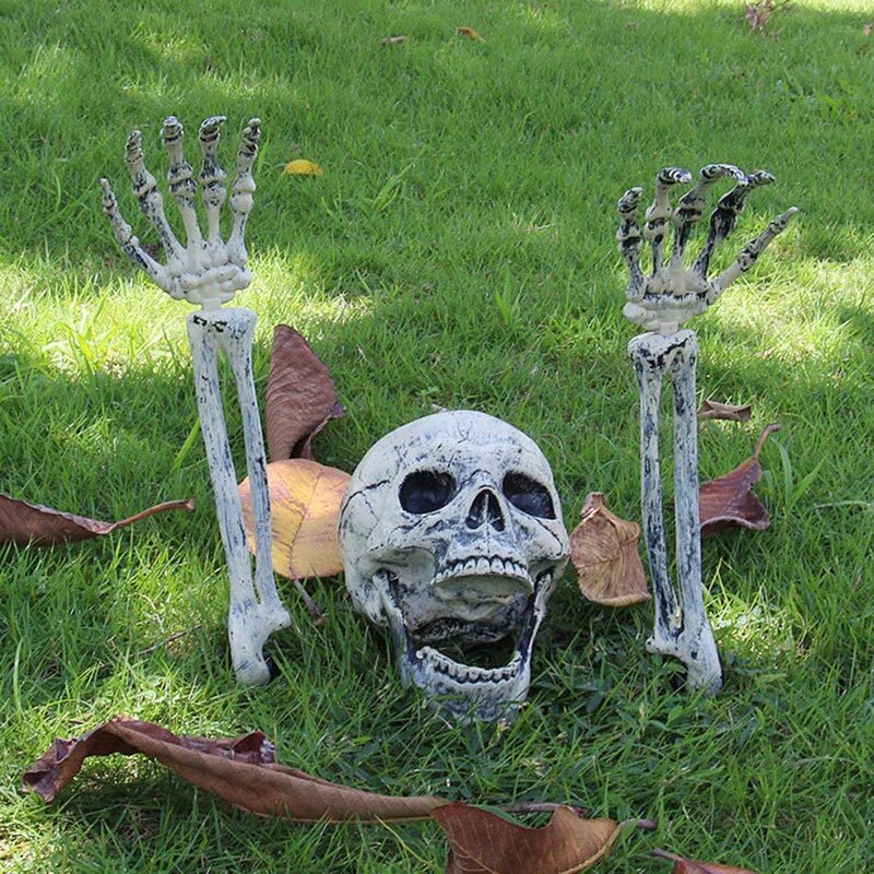 DIYAFS realistyczne szkieletowe paliki dekoracje na Halloween na trawniki ogrodowe straszne dekoracje na Halloween