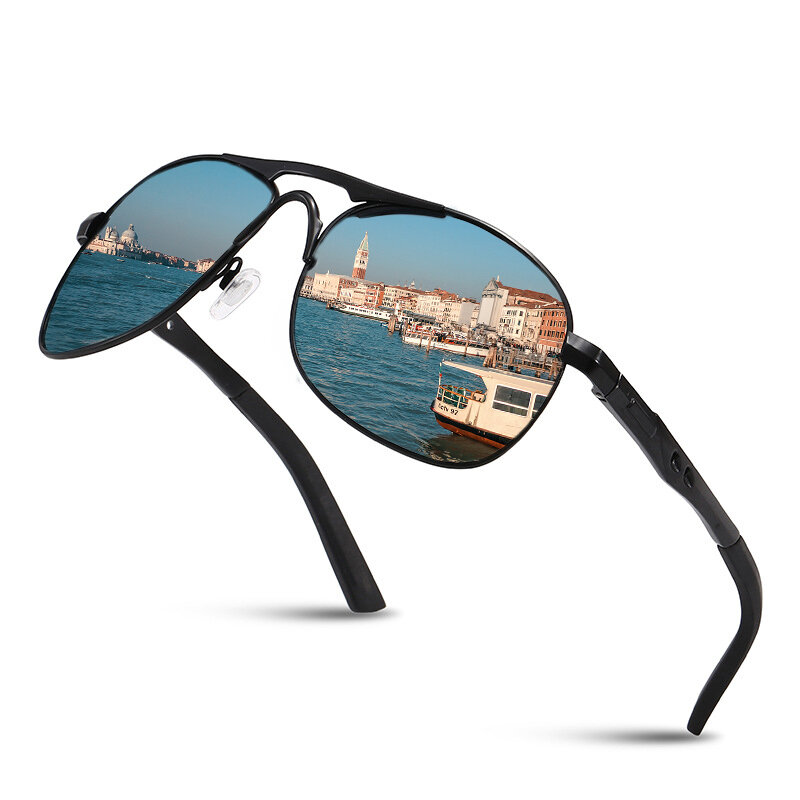 แว่นตากันแดด Polarized Luxury ผู้ชาย Metail กรอบคุณภาพดวงอาทิตย์แว่นตาออกแบบแบรนด์นักบินแว่นตาชายตกปลาแ...