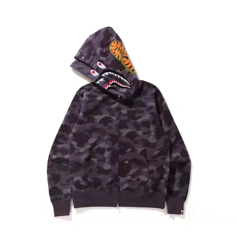 2021 New Warm Sweater Printed Camouflage Hoodie Bape Shark Casual Couple Jacket Men And Women Harajuku Double Hooded Hoodie Men