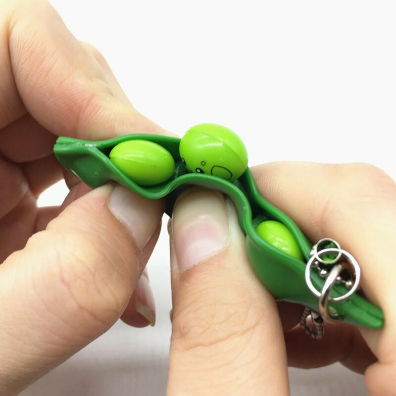 Squishy Infinite Squeeze Edamame Bean Toys Pea Expression Chain Key Pendant Ornament Stress Relieve Decompression Toys Antistres
