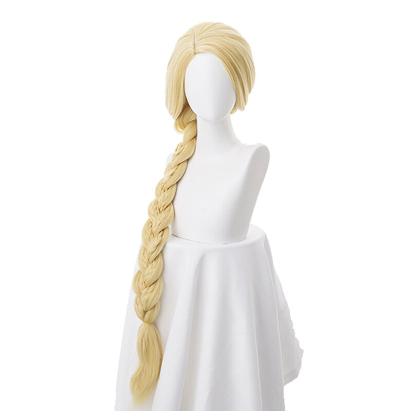 Tangled Princess 120cm 47 "parrucca Cosplay Super lunga bionda diritta Rapunzel capelli sintetici parrucca Anime parrucca Cap