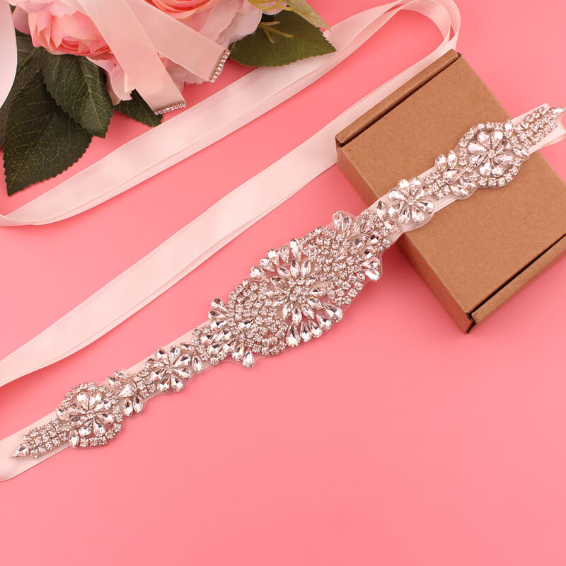 Bridal Belts Bling Wedding Women Jewelry Silver Rhinestone Pearl Crystal Sparkly Party Formal Dress Diamond Sash