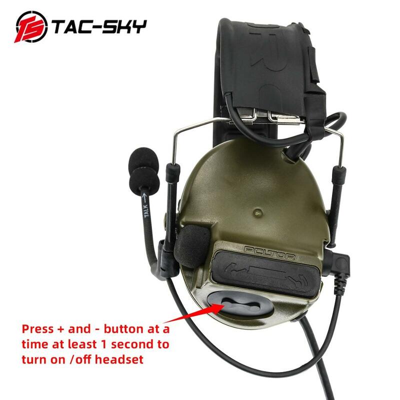 TAC-SKY COMTAC 새로운 분리형 머리띠 실리콘 귀마개 군사 소음 감소 전술 헤드폰 COMTAC III