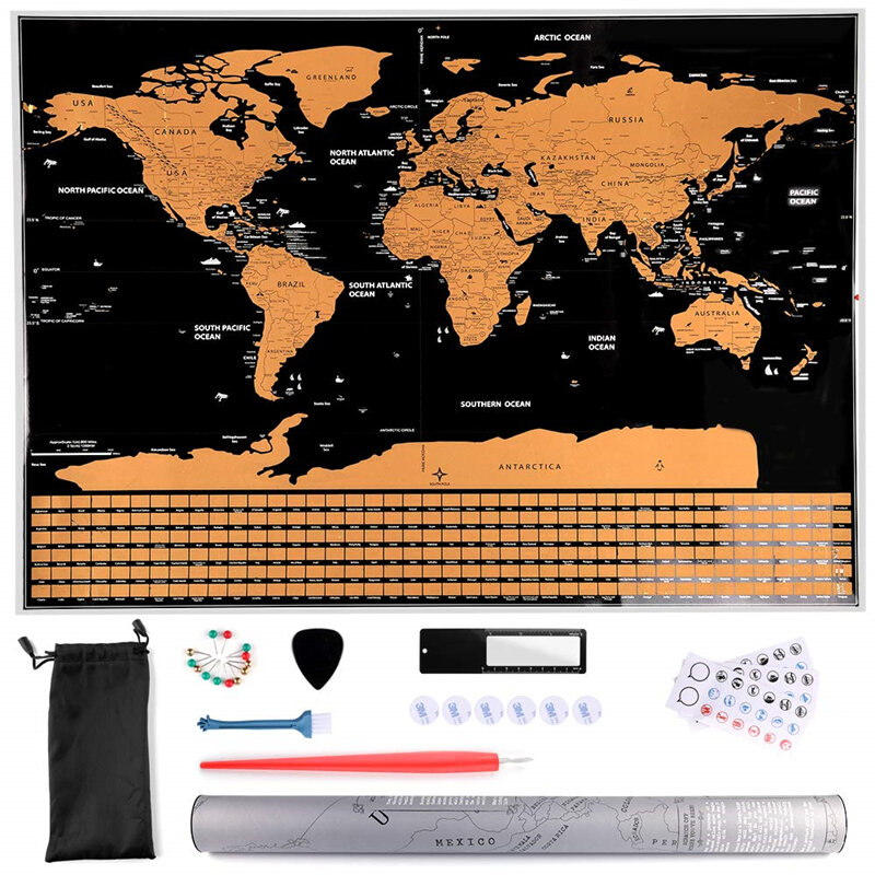 Mapa de viaje del mundo de gran tamaño, pegatina de pared personalizada Premium, póster de globo, banderas de todos los países para viajeros, 82X59cm
