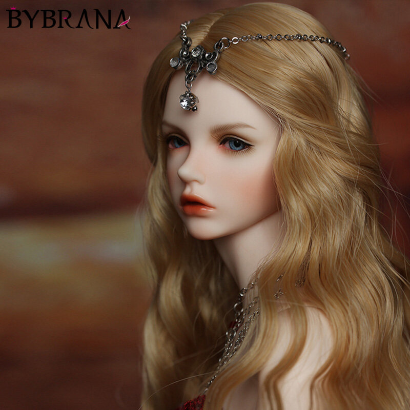 Bybrana peruca bjd, tamanho justo, 1/3 1/4 1/6, 1/8, de onda longa, cabelo de fibra de alta temperatura para bonecas