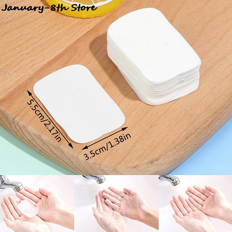 20 40 100 pc/caixa viagem mão-lavagem sabão papel multifuncional aroma cortado papel de limpeza descartável encaixotado mini sabão