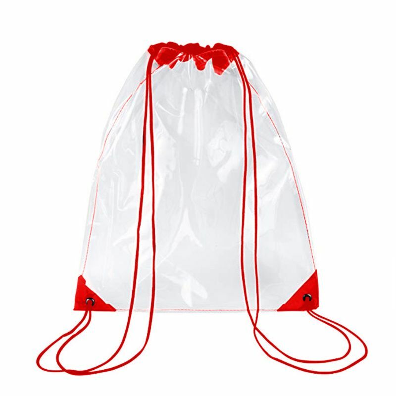 Premium Quality New Transparent Drawstring Backpack Cinch Sack School Tote Gym Bag Sport Pack