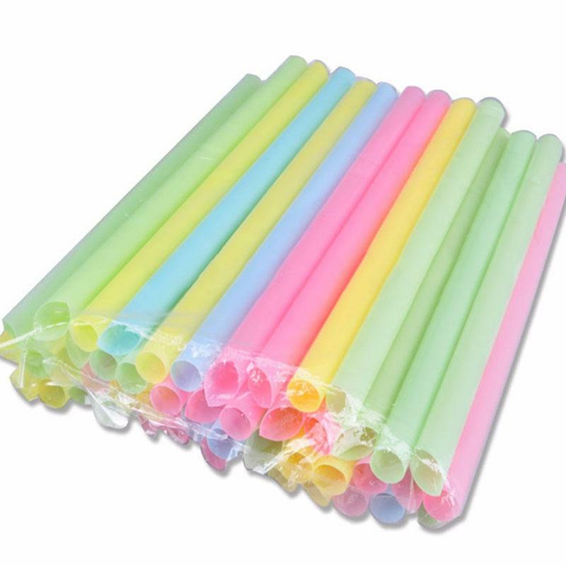 100Pcs/Set 10mm Colorful Large Drinking Straws For Bubble Smoothie Accessories Party Milkshake Smoothies Bar M2O8