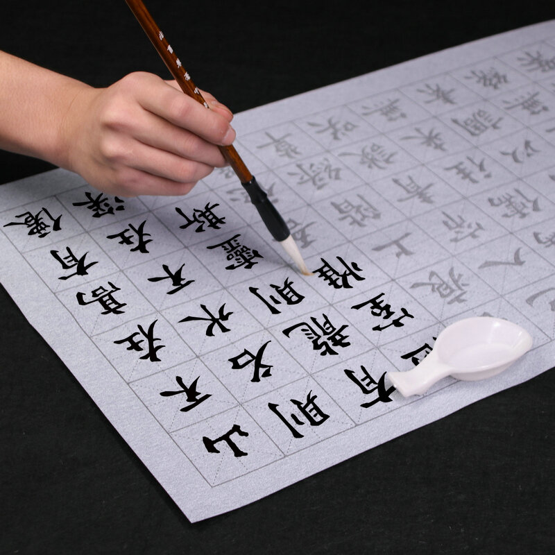 Pincel copybook magia reutilizável água escrita pano caligrafia conjunto de escova para iniciante chinês caligrafia água escrita pano