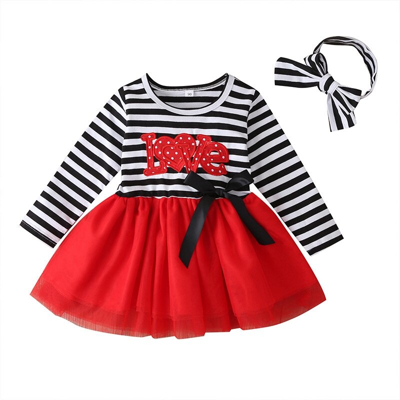 小さな女の子のための木のドレス,長袖のチュチュプリントの赤いドレス,クリスマスパーティーのためのパッチワーク付き
