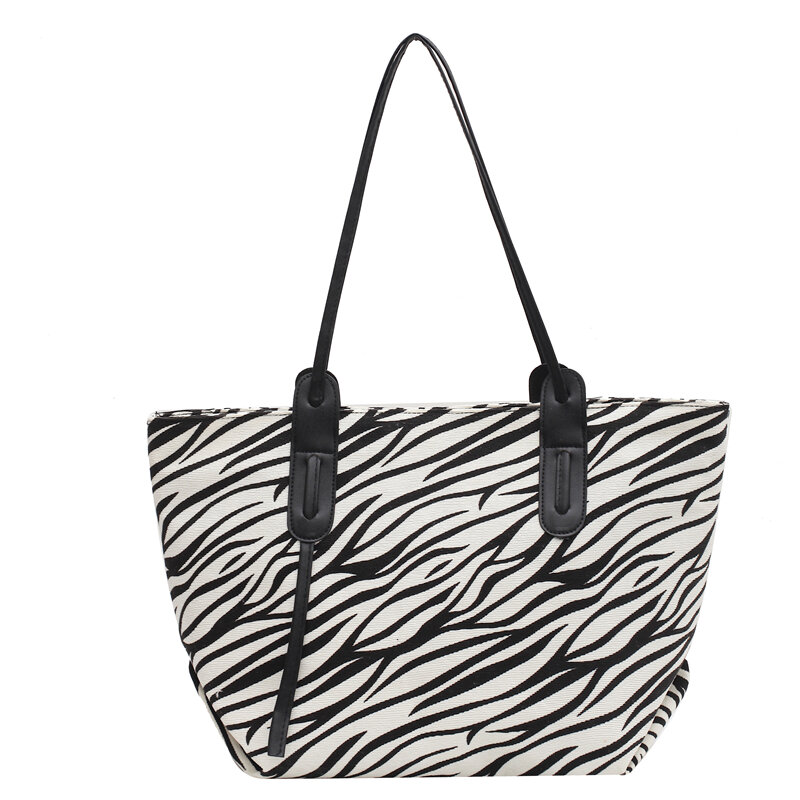Shopping Bags Women Fashion Vintage Zebra Leopard Pattern Women Shopper Shoulder Bag Retro Female Underarm Totes Large Capacity