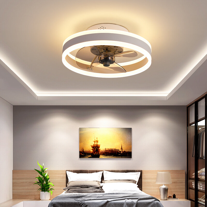 Plafonnier avec ventilateur électrique et télécommande, design simpliste, idéal pour un salon, une chambre à coucher, une salle à manger ou un salon