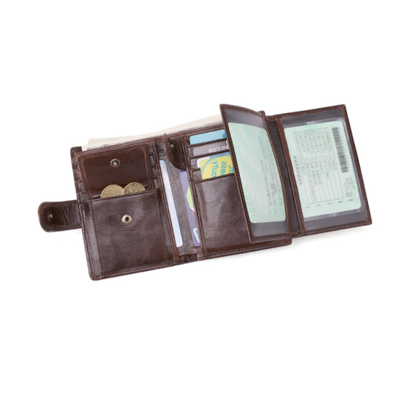 Nome personalizzato portafoglio in vera pelle porta carte di credito portafoglio da uomo portafoglio con cerniera Rfid portamonete con foto porta carte d'identità finestra