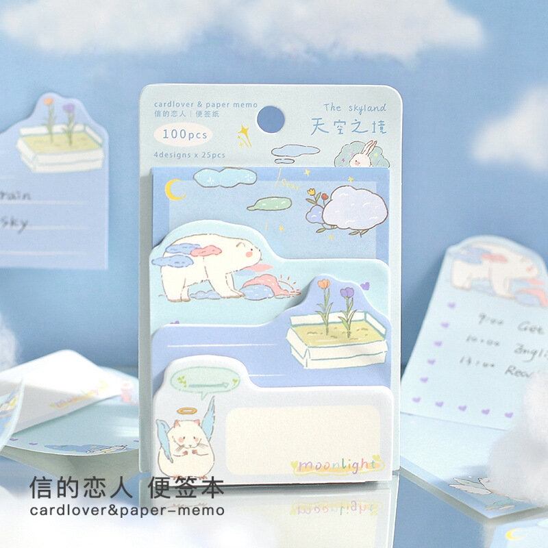 100Sheets Cute Memo Paper Set Kawaii Note For DIY Scrapbooking Journal Planner Office School Supplies