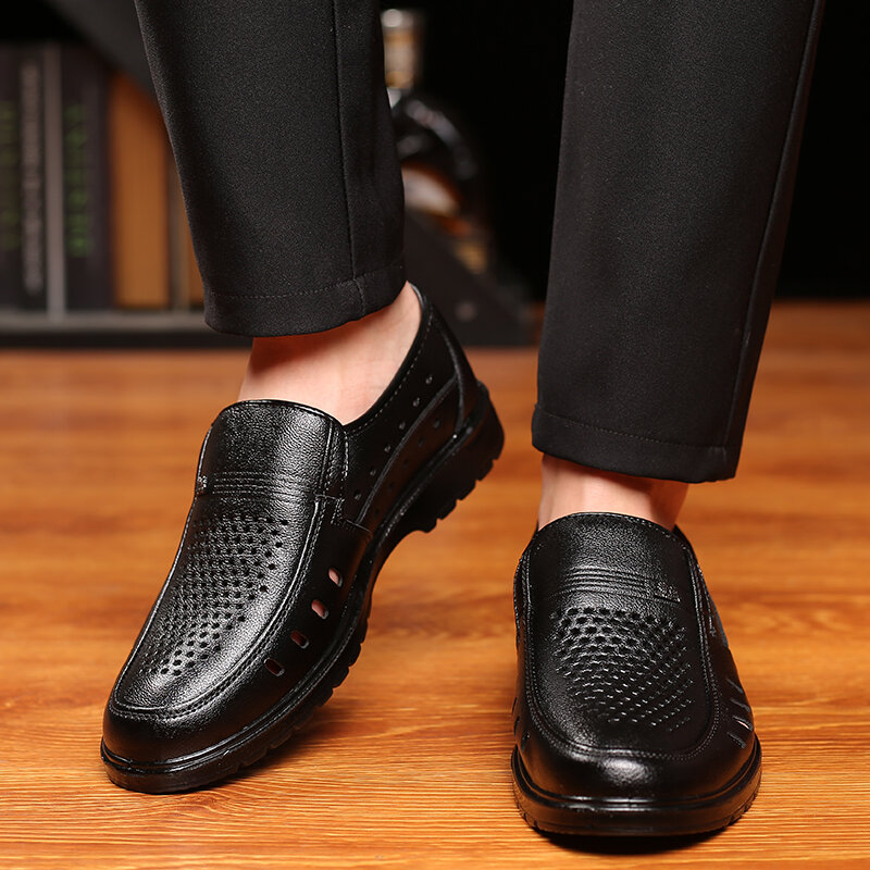 Zapatos informales de piel sintética para hombre, mocasines planos hechos a mano, sin cordones, para conducir