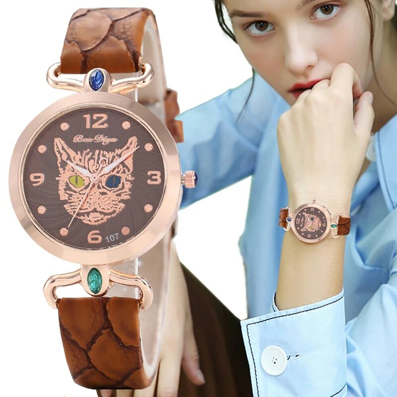 Criativo diamante leopardo design feminino relógios de quartzo moda senhoras relógios de pulso qualidades mulher relógio de couro relogio feminino