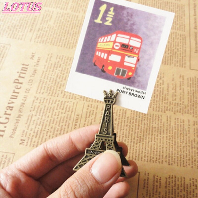 Efficel-Clips de papel de Metal para decoración de mensajes, suministros de oficina, accesorios, torre de París, 1 ud.