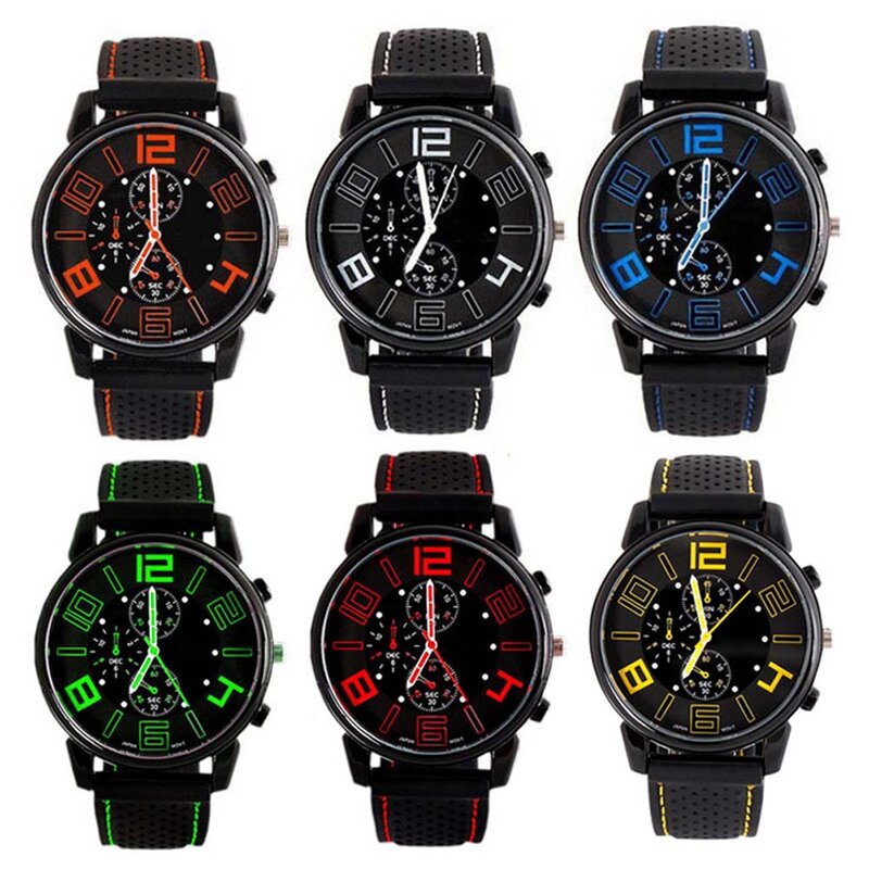 Relógio analógico de quartzo masculino pulseira de silicone banda de discagem redonda esporte relógio de pulso nyz shop