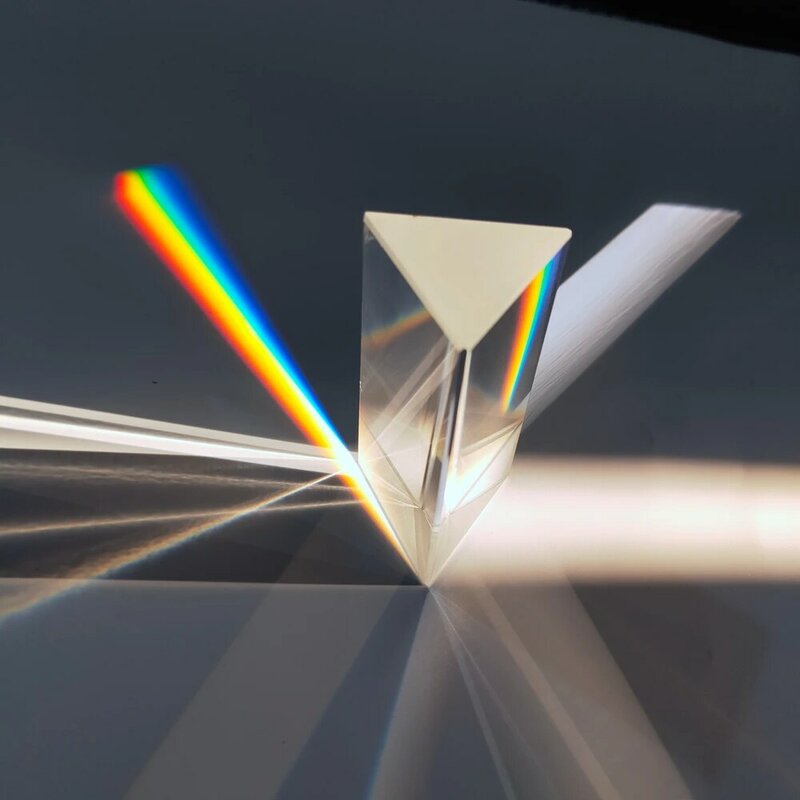 UEETEK Prisma triangolare in vetro ottico di vetro per l'insegnamento nello spettro di luce fisica 10 x 3 x 3 cm 