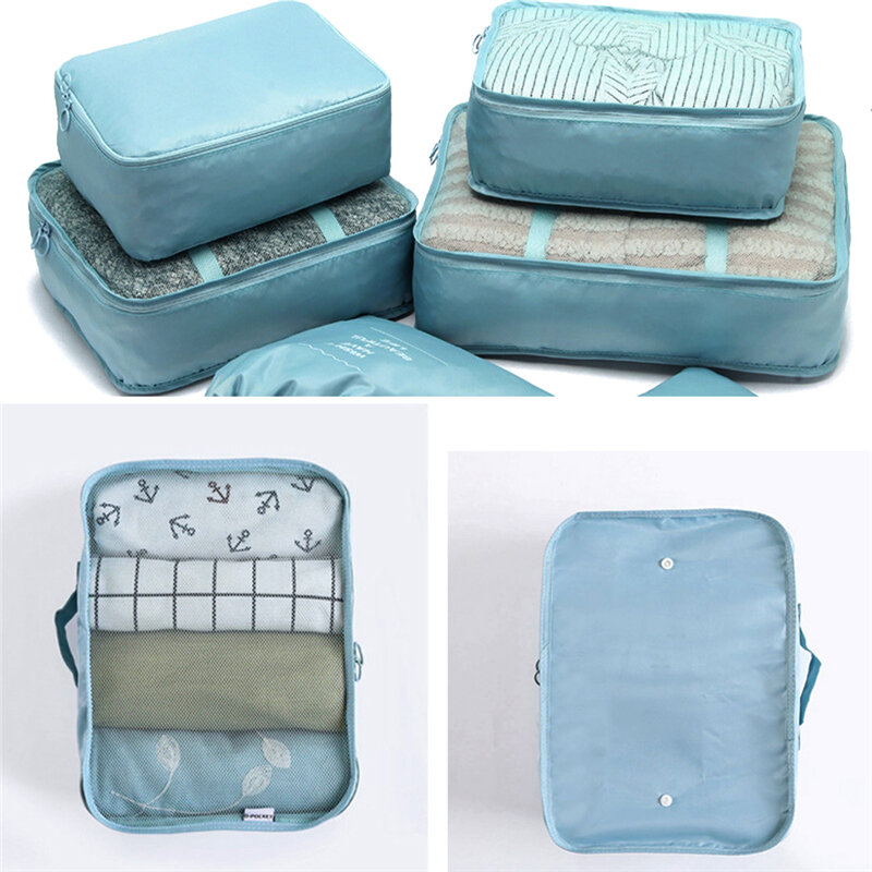 Woman Zip Bags for traveling travel bags organizers Women Travel Cases Clothes Storage Bag 1 set 6-Pieces Cosmetics Underwear