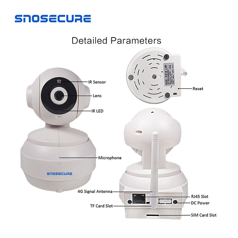 SNOSECURE-Tarjeta SIM HD1080P, 3G, 4G, wifi, inalámbrica, interior, CCTV para bebé, cámara de red GSM, LTE, visión nocturna