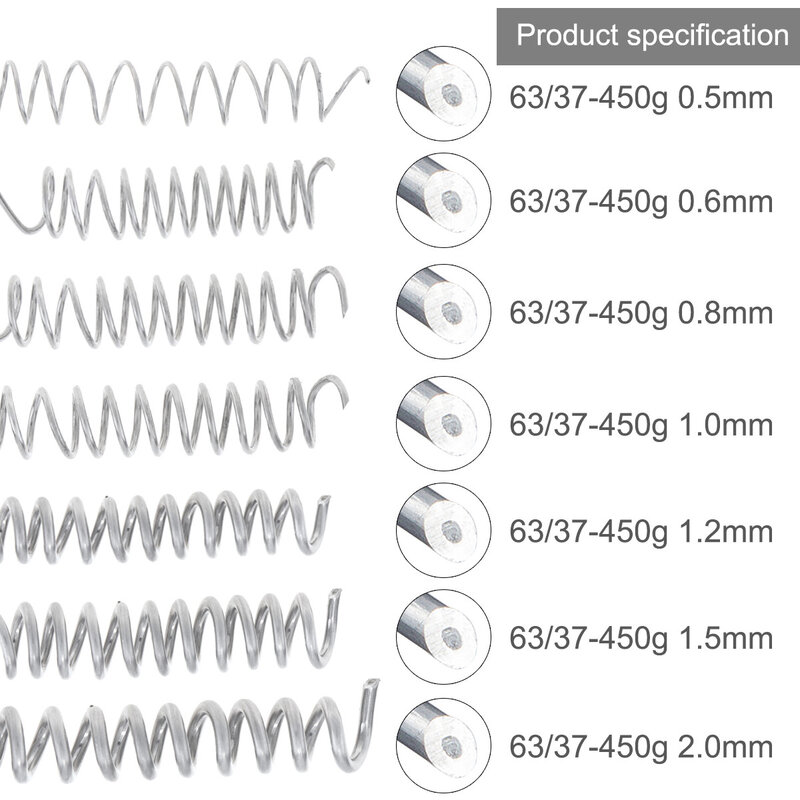 KAINA-Alambre de soldadura 0,5, 0,6, 0,8, 1,0, 1,2, 1,5, 2,0mm, 450g, 63/37, punto de fusión bajo de flujo 2% para soldador eléctrico