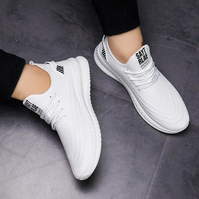 ربيع جديد حذاء رجالي أحذية رياضية بيضاء 2020 موضة حذاء كاجوال مسطح للرجال شبكة تنفس أحذية مشي حذاء رياضة بالجملة Tenis
